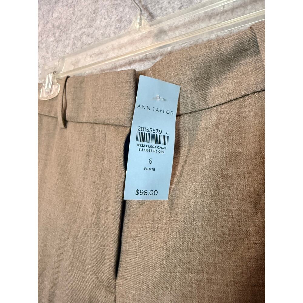 Ann Taylor Petite Dress Pants Womens 6P Taupe Wool Blend Straight Leg NWT - Picture 4 of 9